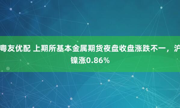 粤友优配 上期所基本金属期货夜盘收盘涨跌不一，沪镍涨0.86%